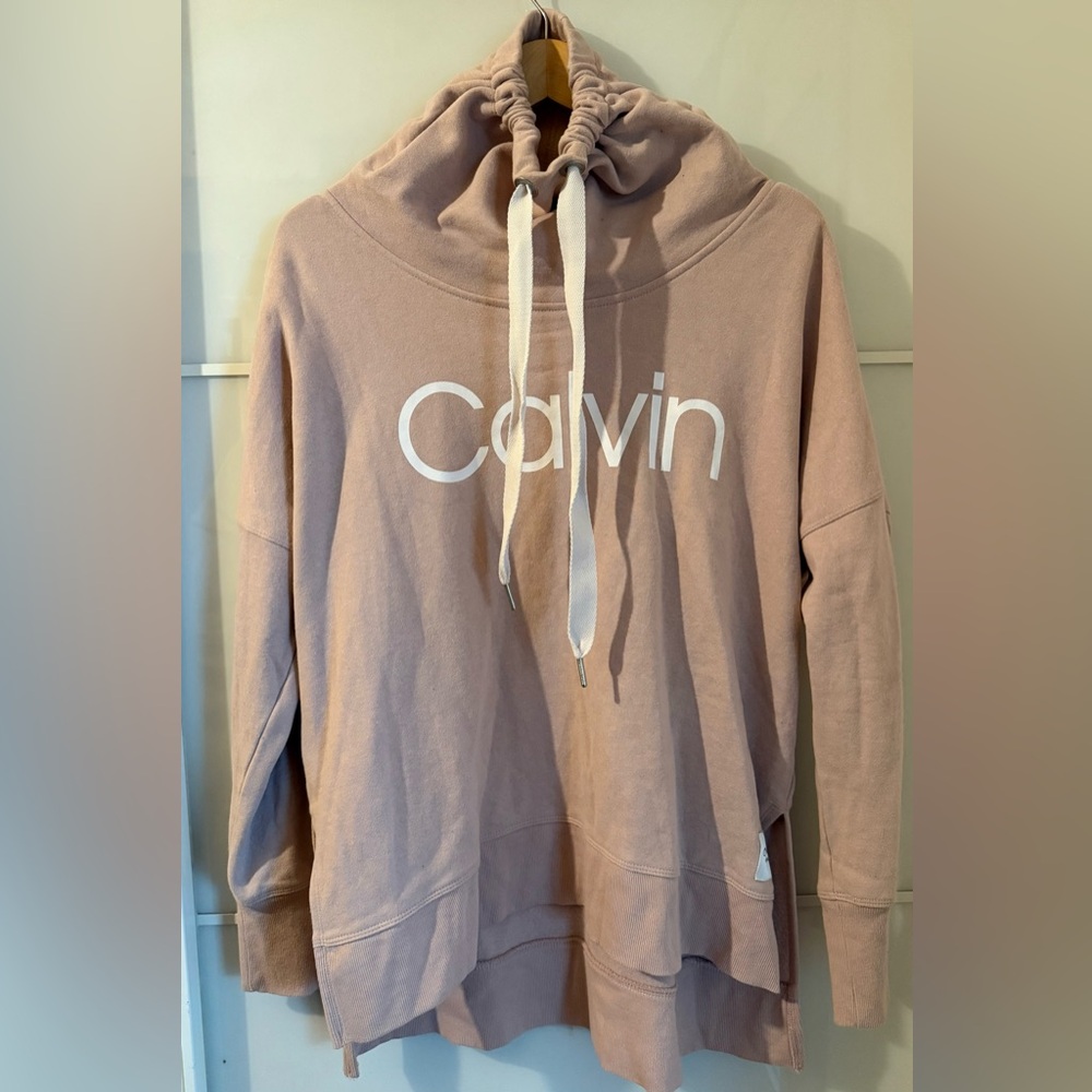 Calvin Klein Performance Cowl Nevk Beige Pink Sweatshirt Size XL